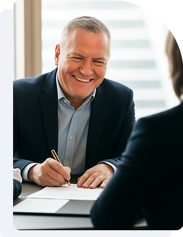 Executive fractional CGO leading strategic planning meeting with business team